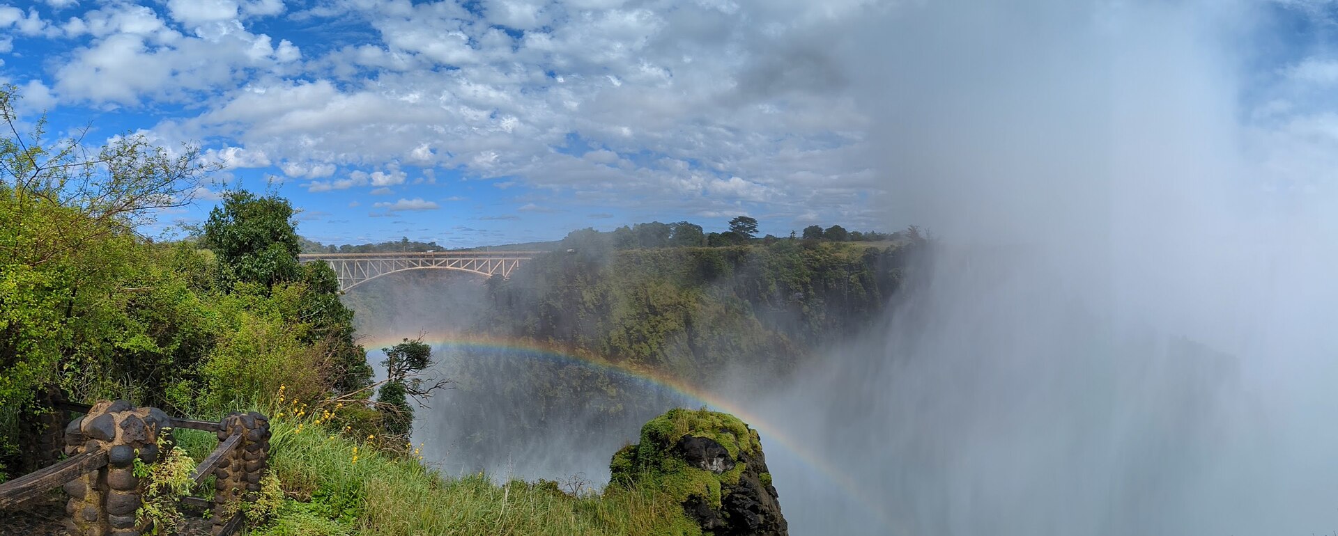 Victoria Falls Bridge spanning the Batoka Gorge, seen from the Knife Edge trail on the Zambian side