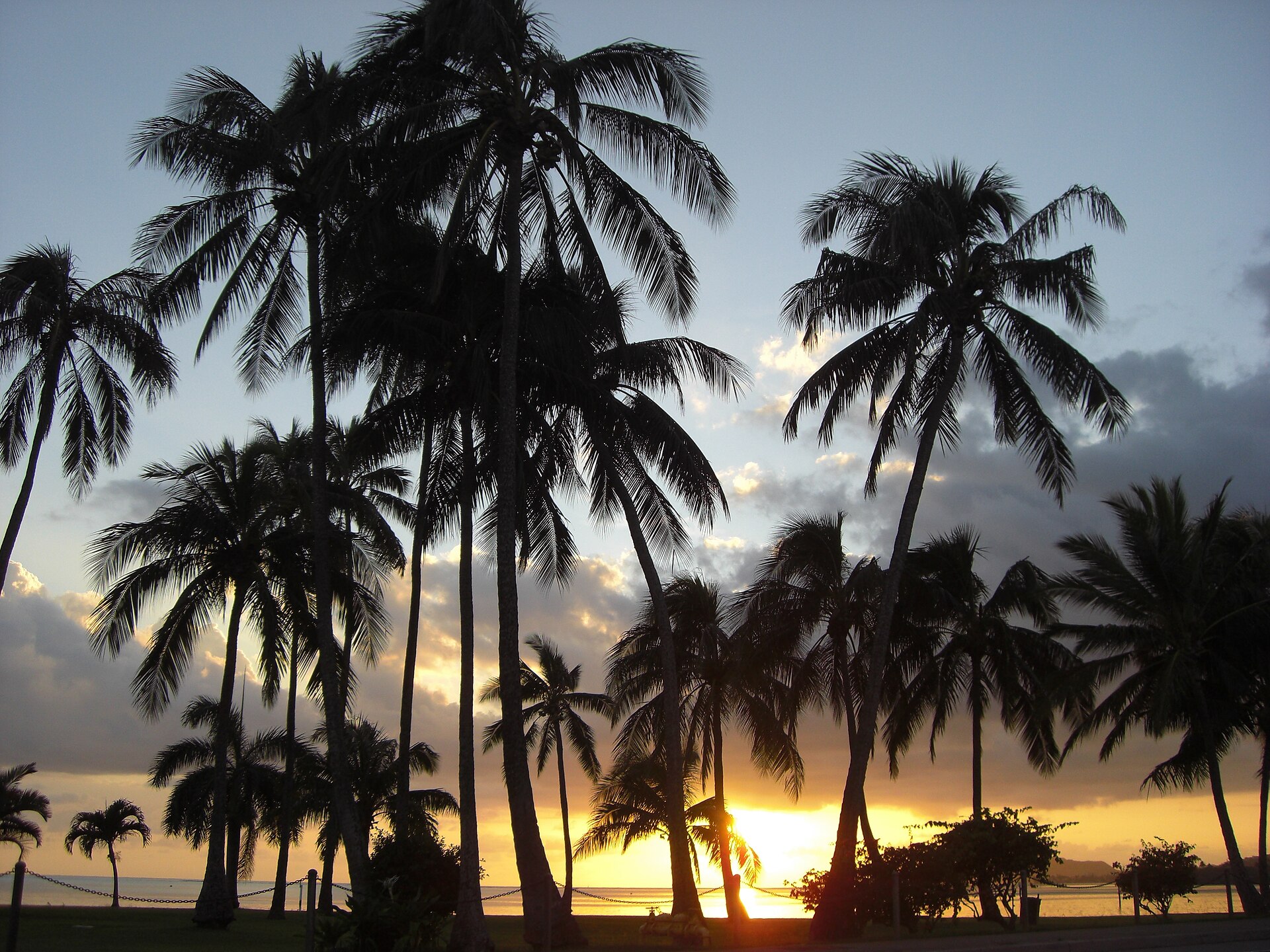 Sunset over Waikiki Beach in Honolulu, Oahu