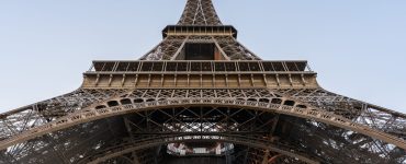 The Eiffel Tower seen from the Champ de Mars in Paris
