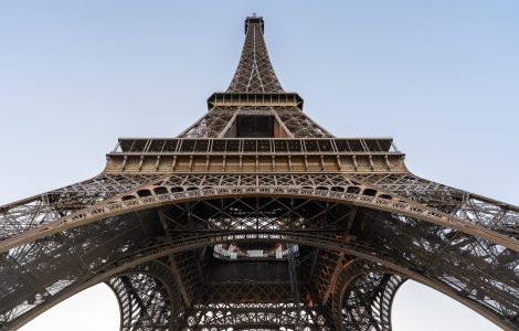 The Eiffel Tower seen from the Champ de Mars in Paris