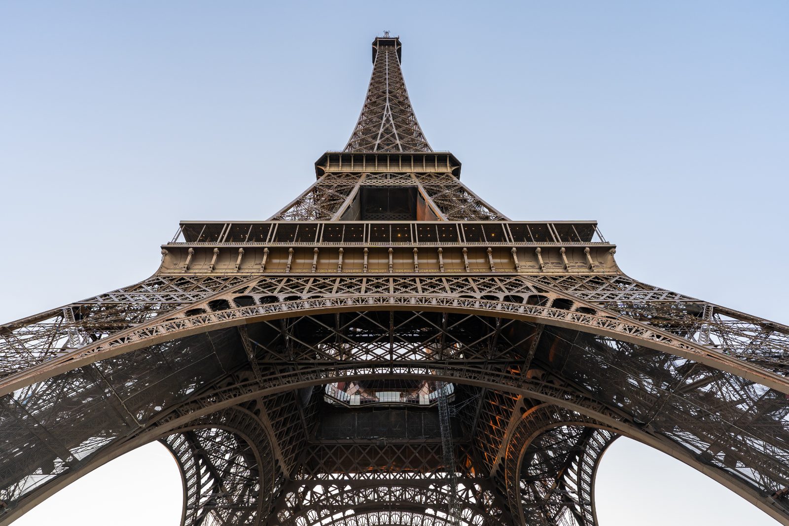 The Eiffel Tower seen from the Champ de Mars in Paris