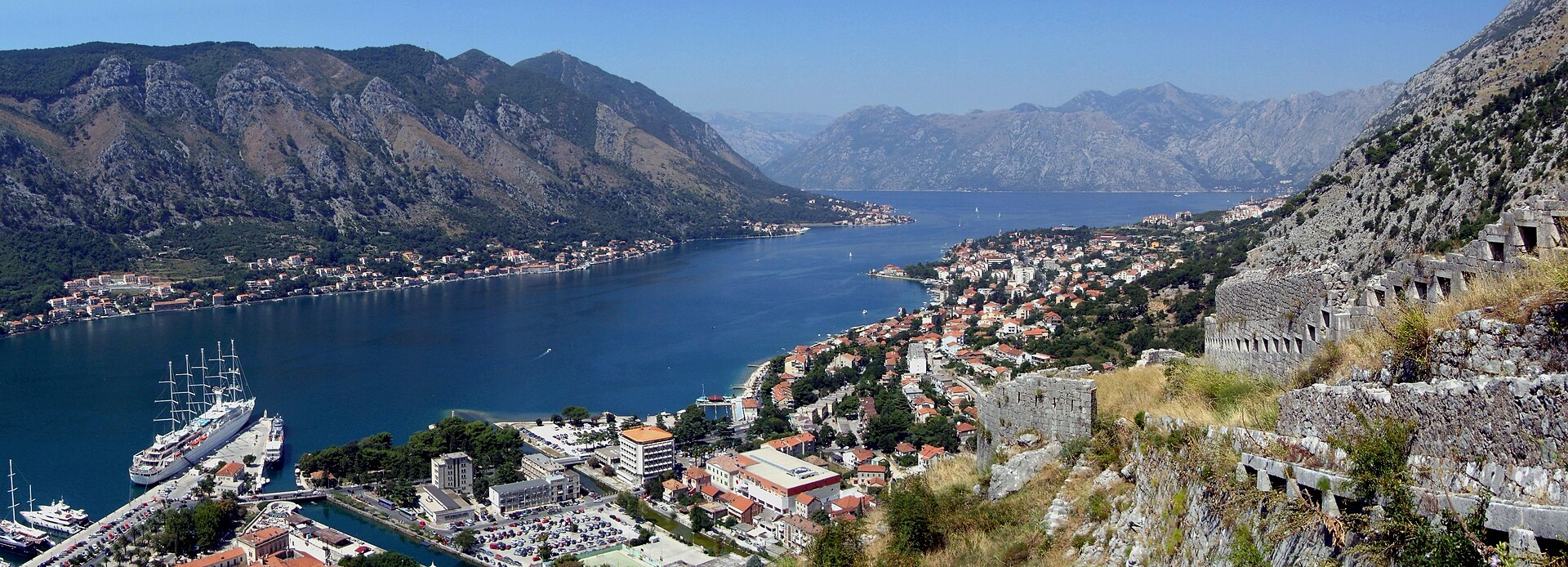 View over the Bay of Kotor in Montenegro from the old town walls